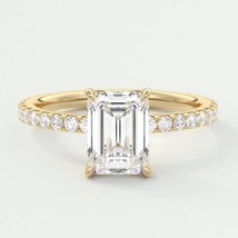 1.50CT Emerald Cut Lab Diamond Art Deco Engagement Ring Half Eternity Ro... - $1,659.00