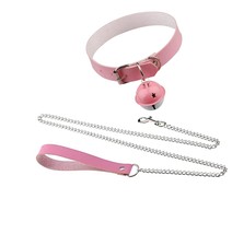 Leather Collar Choker Necklace Bell with Chain - £37.61 GBP