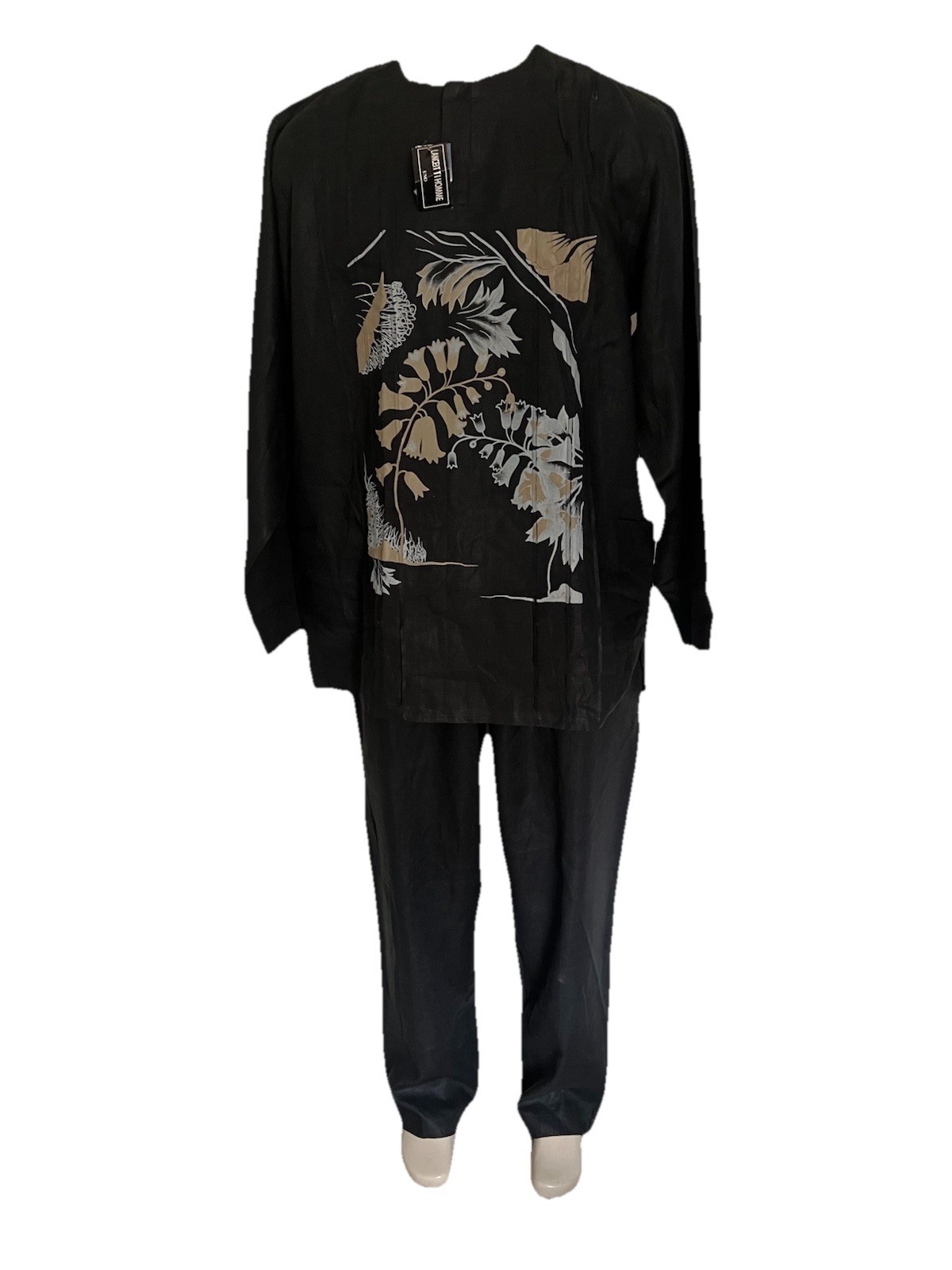 Men&#39;s Black LANCEIT TI HOMME African Traditional Kaftan Suit. 2XL. Long ... - $48.50