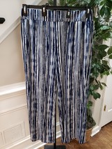 New Directions Women&#39;s Blue &amp; White Polyester Straight Wide Legs Pants S... - $24.75