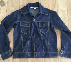 Vintage Kmart Boys Denim Style Nylon Acrylic Jacket Blue Medium (12/14) - £25.35 GBP