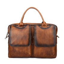 2022 New Leather Retro Cowhide Briefcase Shoulder Messenger Bag Men Computer Bag - £131.88 GBP