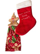 Gingerbread Kitchen Towel &amp; Double Sided Christmas Stocking Sleigh Bell ... - $10.88