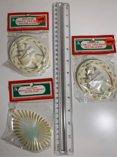 Primary image for Vintage Iridescent Plastic Christmas Ornament-COMMODORE-NOS Lot of 4 Decoration
