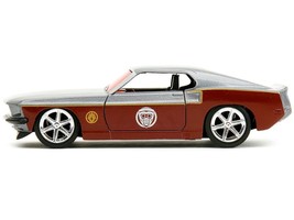 1969 Ford Mustang Silver Metallic and Dark Red and Star Lord Diecast Fig... - £17.50 GBP