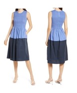 FRENCH CONNECTION Rhodes Colorblock Smocked Poplin Dress, Size 6, Blue, NWT - €25,06 EUR