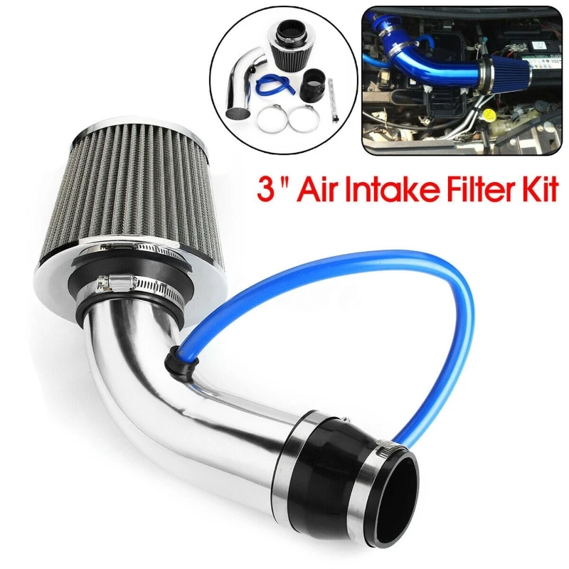3 Inch Universal Car Air Intake Modified Kit Aluminum Air Intake Filter Tube Kit - £47.01 GBP