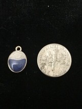 Blue and White Oval Enamel Bangle Pendant charm BG 9 Necklace Charm - $12.30