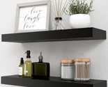 A Pair Of Black Floating Shelves, Wall-Mounted Small Shelves For A, And ... - £30.65 GBP