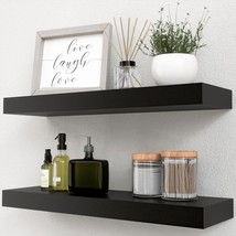 A Pair Of Black Floating Shelves, Wall-Mounted Small Shelves For A, And ... - £30.46 GBP