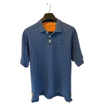 ORVIW Cotton Piques Polo Shirt Washed Blue Orange Details Size Large - $24.74