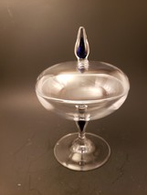 Footed Candy Box and Lid Venise Saphir by Cristal D&#39;Arques-Durand Crystal Glass - £15.97 GBP