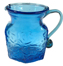 Vintage Blue Glass Cream Pitcher - £6.81 GBP