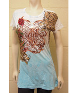 Christian Audigier Tiger Rose Rhinestons Tunic T-shirt NEW - $53.48 CAD