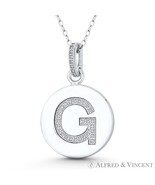 Initial Letter &quot;G&quot; CZ Crystal 925 Sterling Silver Rhodium 28x18mm Circle... - $41.54 CAD+