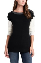 MSRP $79 Vince Camuto Button Shoulder Colorblock Pullover Black Size Medium - £26.61 GBP