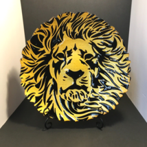 Centerpiece Glass Round Lion Face Decorative Platter Large Tropical HTF OOAK - £59.25 GBP