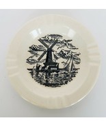 Vintage large white ceramic ashtray with windmill ocean boating sailing ... - $16.41 CAD