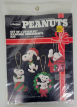 Vintage NIP Malina Peanuts 4 Jeweled Hanging Ornaments Kit Snoopy 8400/001 - $59.40