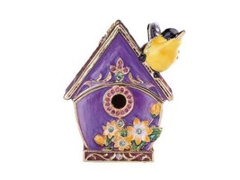 Jeweled Pewter Purple Birdhouse Hinged Trinket Ring Jewelry Box by Terra Cottage - £21.00 GBP
