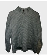 Island Sands Womens L Top Gray Diamond Quilted Long Sleeve 1/4 Zip Warm ... - $19.53 CAD