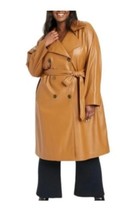 Ava &amp; Viv Women&#39;s Faux Leather Belted Trench Coat, Double Breasted Size ... - £23.29 GBP