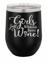 Girls just wanna have wine! | 12oz Stainless Steel Stemless Wine Glass T... - £15.41 GBP