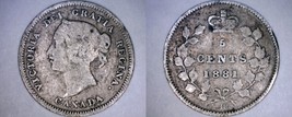 1881-H Canada 5 Cent World Silver Coin - Canada - Victoria - £15.68 GBP