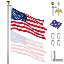 Yeshom 20Ft Aluminum Flagpole Kit With Tire Mount Base Flag Eagle Top Ou... - $192.84