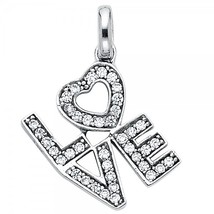 14K Gold Cubic Zirconia &quot;LOVE&quot; Pendant in 14K Yellow or White Gold - £132.68 GBP