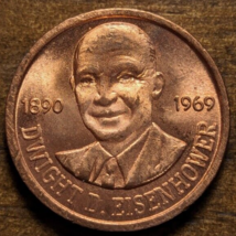 1890 1969 Dwight D. Eisenhower &quot;Ike&quot; 34th President Eagle Stars Copper Token - £4.79 GBP