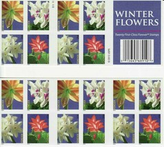 -  Postage Stamps Winter Flowers Booklet of 20 Stamps Scott 4865b - £22.98 GBP