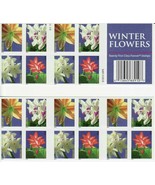 -  Postage Stamps Winter Flowers Booklet of 20 Stamps Scott 4865b - $28.76
