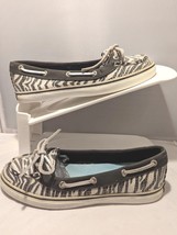 Sperry Lola Skimmer 5 Topsider Black White Zebra Sequins Boat Shoes Loafers Flat - £19.55 GBP