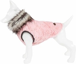 Pet Life  Luxe &#39;Pinkachew&#39; Charming Designer Mink Fur Dog Coat Pink Small - £10.94 GBP
