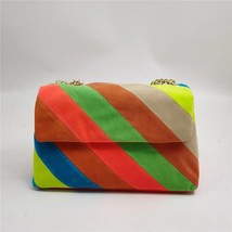 Summer  Handbag For Ladies Stitching Purse Portable Pu Colorful Crossbody Bag - £147.66 GBP