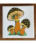1970s Brown Orange Merry Mushrooms Fantastic Fungus Ceramic Tile 4.25 x ... - £23.79 GBP