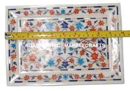 Size 7&quot;x10&quot; Marble Serving Tray Plate Hakik Marquetry Floral Kitchen Dec... - $148.50