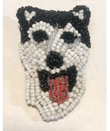 Hand Beaded Brooch Husky Dog Face  2.25” - £14.70 GBP
