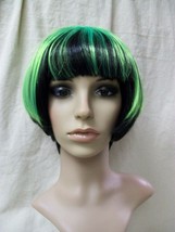 Black Bob Green Streaks Quirky Bob Wig Punk Raver Biohazard Zombie Ranci... - $262.93 MXN