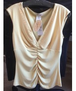 Women&#39;s Speechless POLYNESIAN Sleeveless Yellow GOLD SEQUINS Tank SHIRT ... - $451.47 MXN