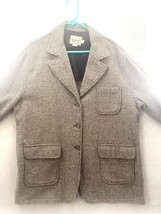 Vintage Woolrich XL Rugged Outdoorwear WOMENS Brown Plaid Wool Jacket Coat - £55.07 GBP