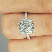 3.00Ct Coussin Bague Solitaire Fiançailles 14k Plaqué or Blanc LC Moissanite - £159.09 GBP