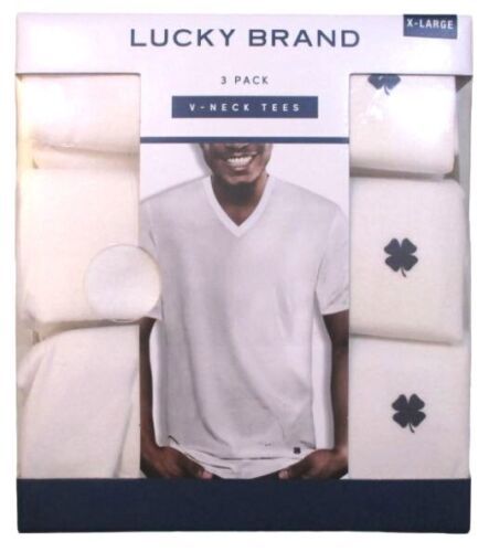 Primary image for GENUINE 3 PACK LUCKY BRAND COTTON BLEND WHITE V NECK T SHIRT UNDERSHIRT S M L XL