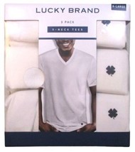 Genuine 3 Pack Lucky Brand Cotton Blend White V Neck T Shirt Undershirt S M L Xl - £34.99 GBP+