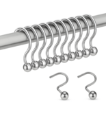 12-Piece Chrome Shower Curtain Hooks Rustproof Steel, Smooth Glide Ball ... - $14.84