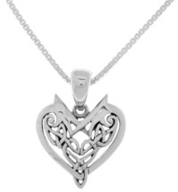Jewelry Trends Small Celtic Heart Sterling Silver Pendant Necklace 18&quot; - £32.76 GBP