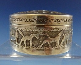 India .800 Silver Box Round with Circling Elephants and Other Animals (#2440) - £162.76 GBP