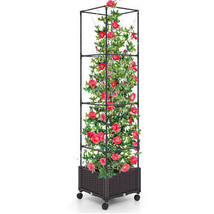 67 Inches Raised Garden Bed with Planter Box and Trellis - Color: Black - $1,911.92 MXN