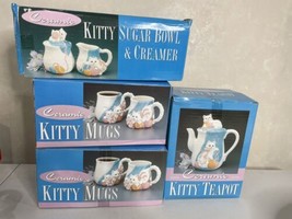 Ceramic 3D Kitten Kitty coffee mugs cups teapot sugar creamer new  - $55.44